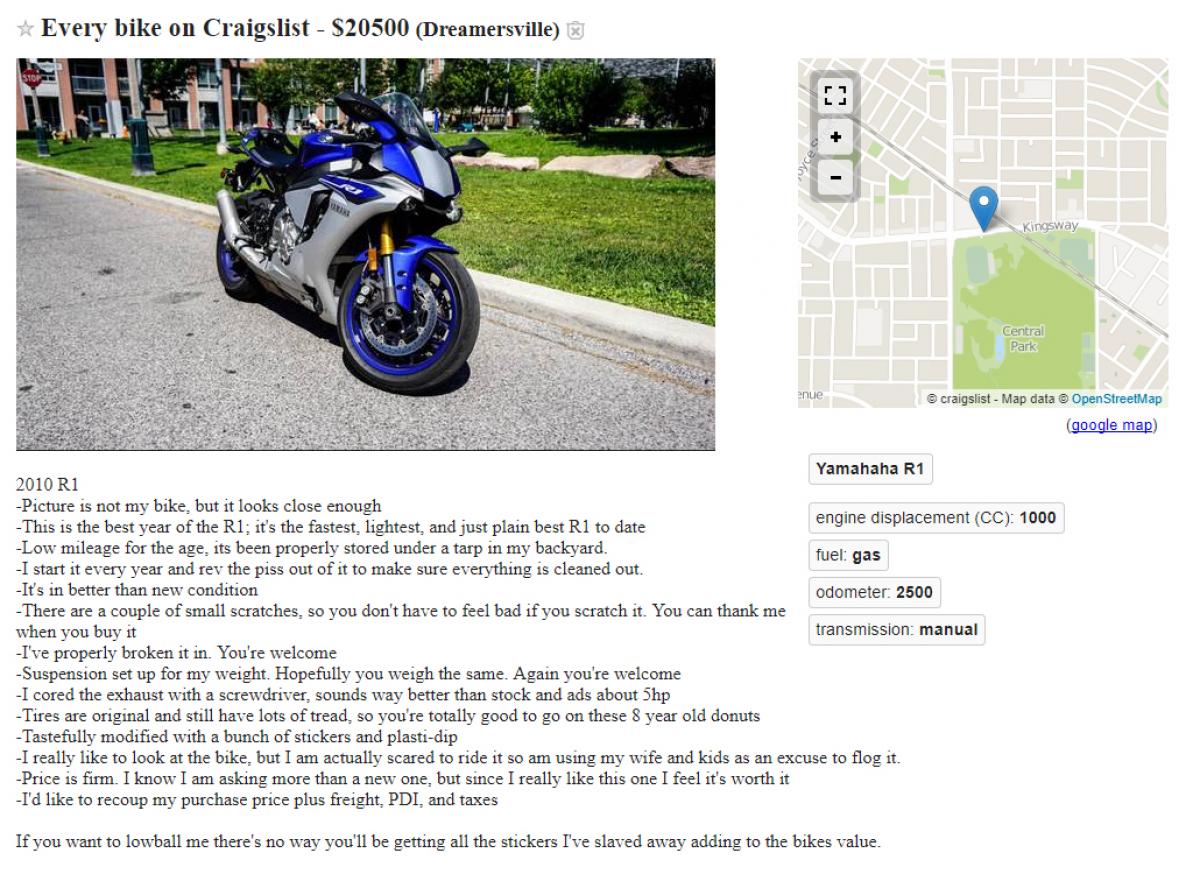 Sell my deals motorcycle on craigslist